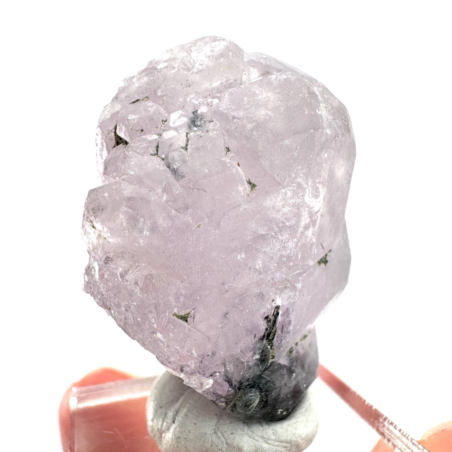 Fluorapatite with Actinolite Inclusions | natural purple crystal, mineral specimen from Pakistan