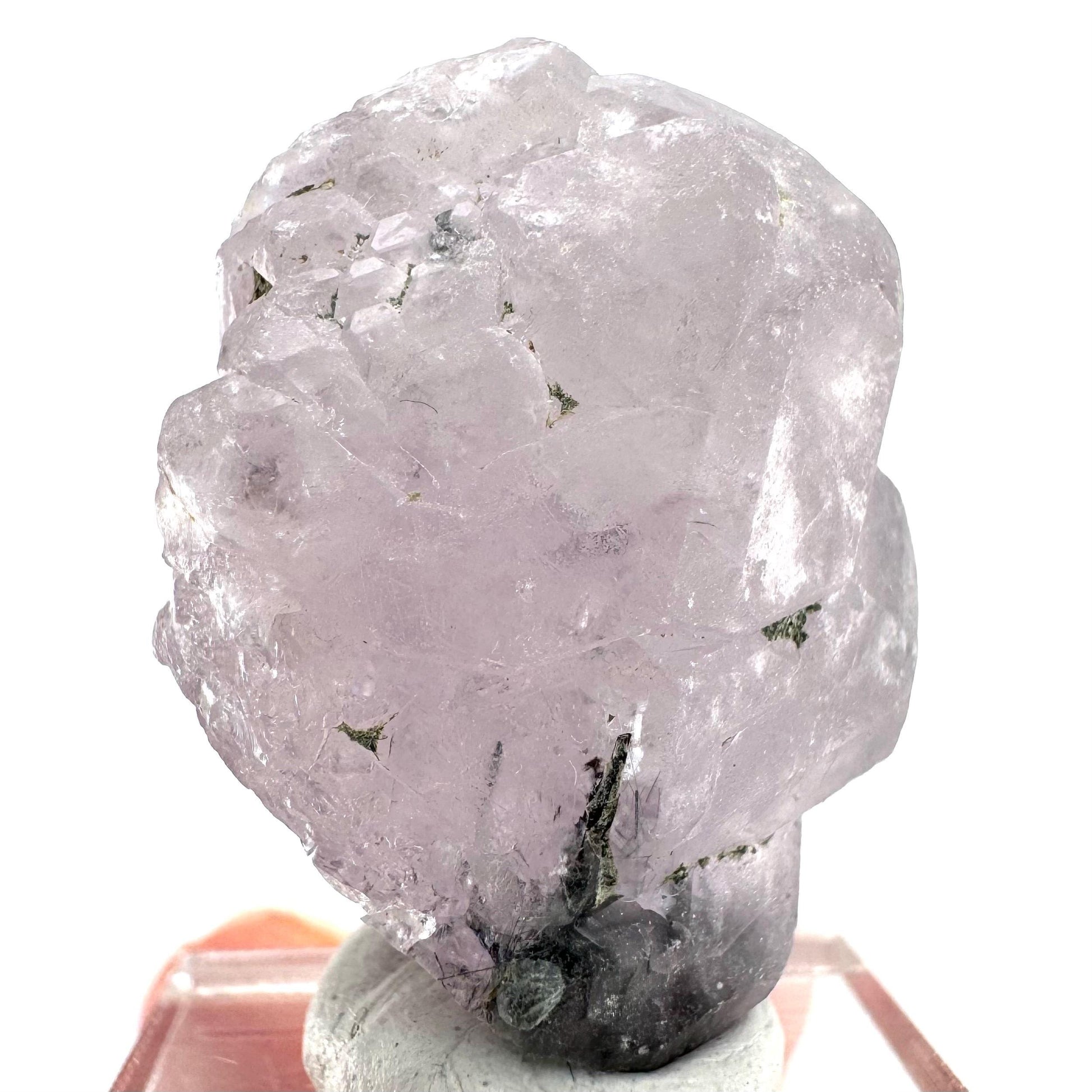 Fluorapatite with Actinolite Inclusions | natural purple crystal, mineral specimen from Pakistan