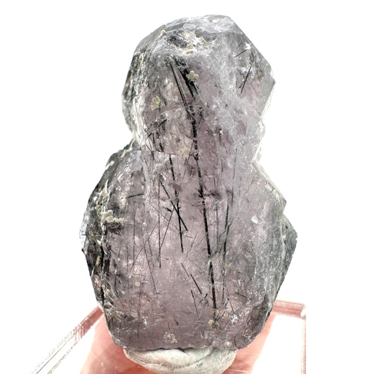 Fluorapatite with Actinolite Inclusions | natural purple crystal, mineral specimen from Pakistan