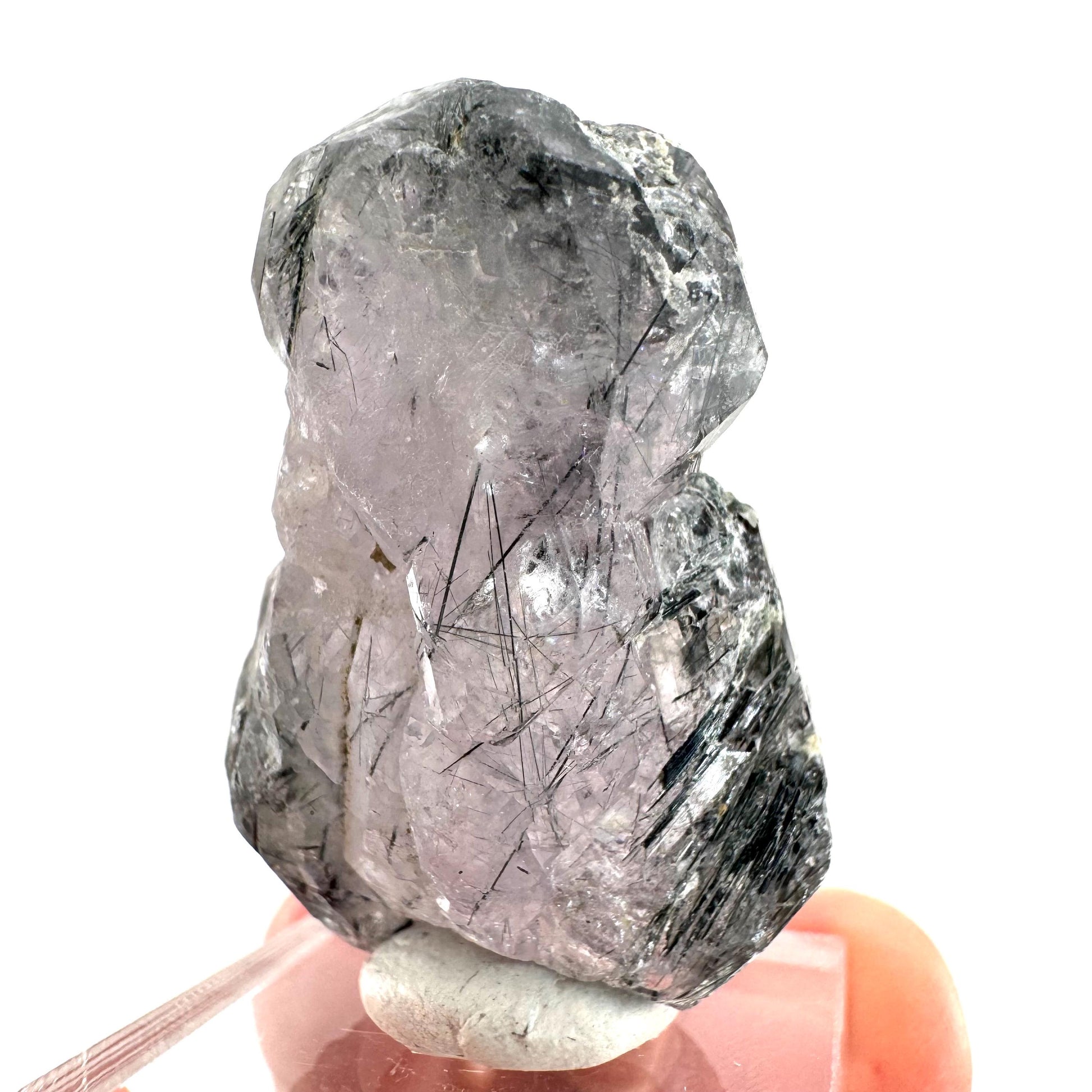 Fluorapatite with Actinolite Inclusions | natural purple crystal, mineral specimen from Pakistan