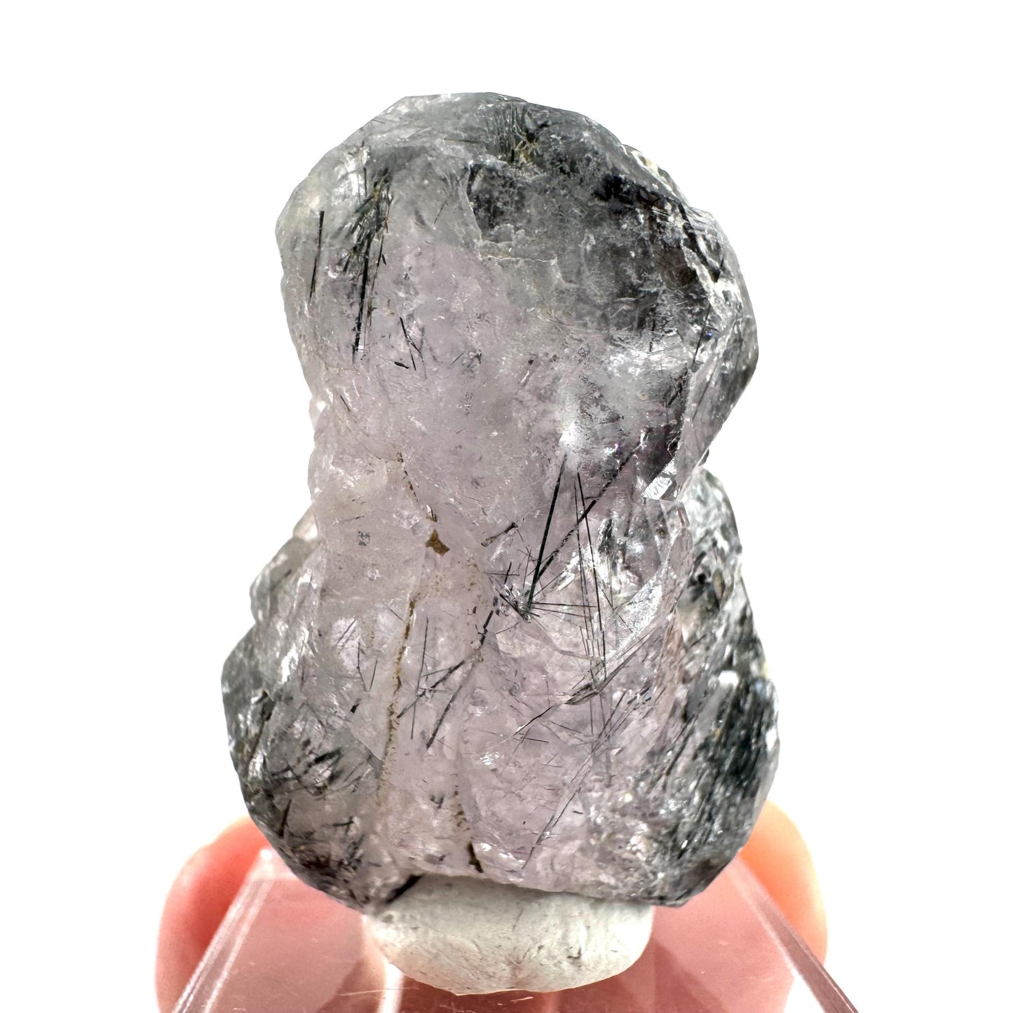 Fluorapatite with Actinolite Inclusions | natural purple crystal, mineral specimen from Pakistan