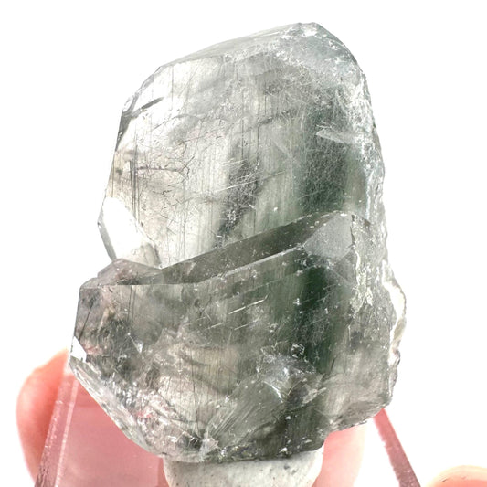 Fluorapatite with Actinolite Inclusions | natural green crystal, mineral specimen from Pakistan