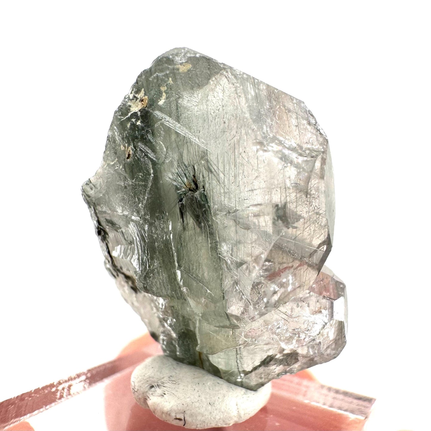 Fluorapatite with Actinolite Inclusions | natural green crystal, mineral specimen from Pakistan