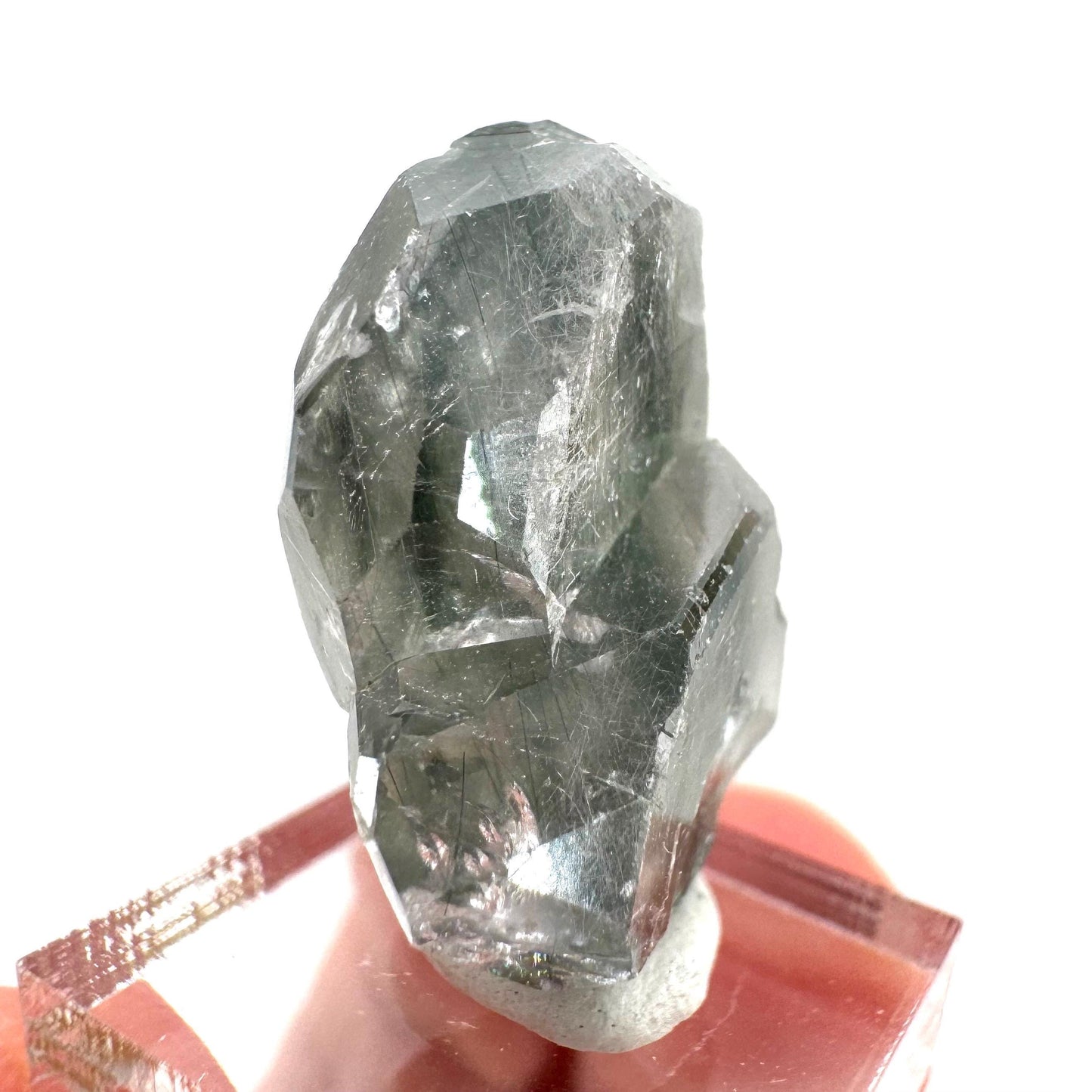 Fluorapatite with Actinolite Inclusions | natural green crystal, mineral specimen from Pakistan