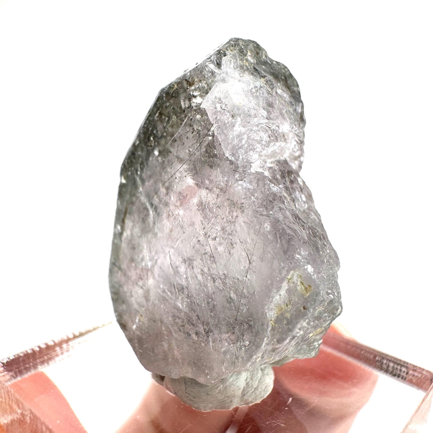 Fluorapatite with Actinolite Inclusions | natural purple crystal, mineral specimen from Pakistan