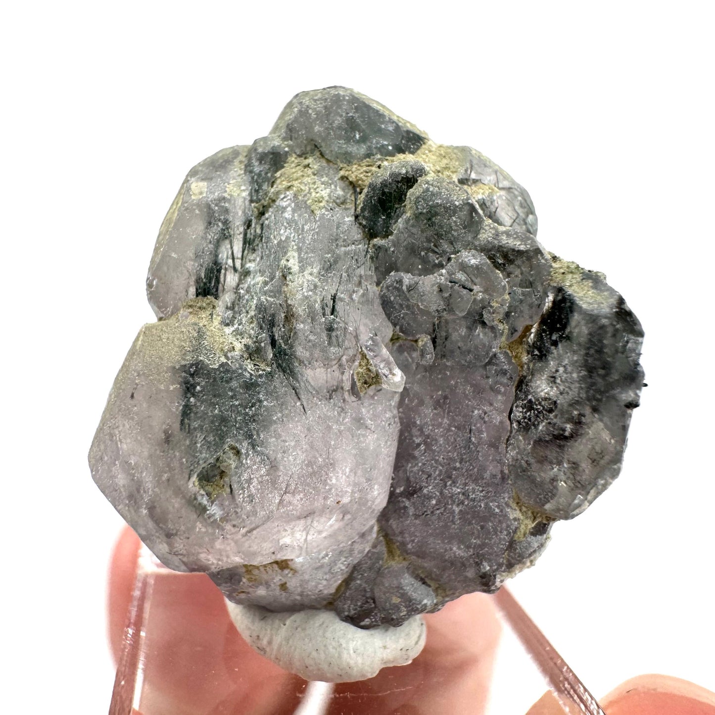 Fluorapatite with Actinolite Inclusions | natural purple crystal, mineral specimen from Pakistan