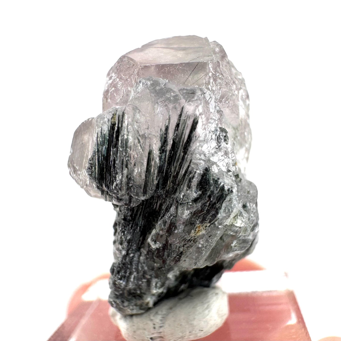 Fluorapatite with Actinolite Inclusions | natural purple crystal, mineral specimen from Pakistan