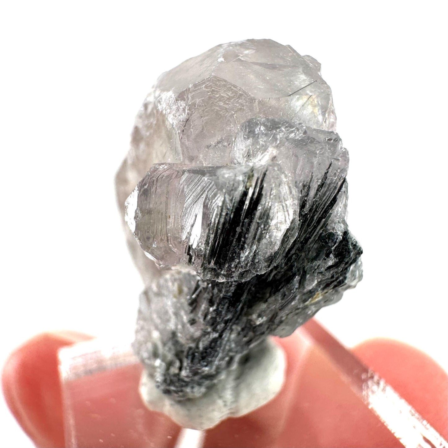 Fluorapatite with Actinolite Inclusions | natural purple crystal, mineral specimen from Pakistan