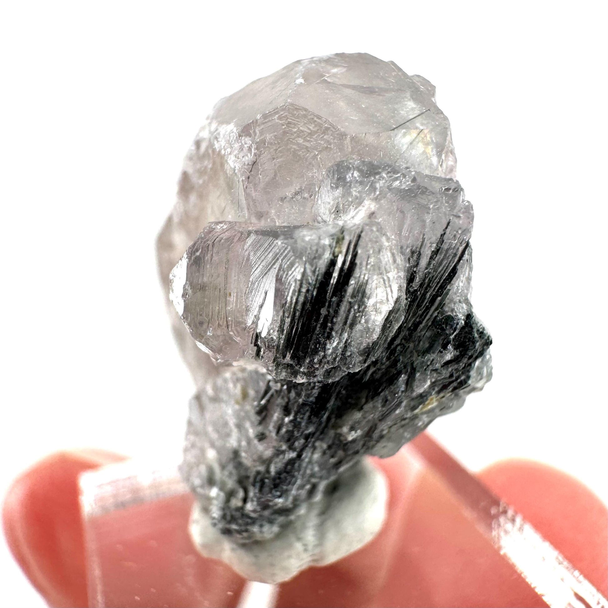 Fluorapatite with Actinolite Inclusions | natural purple crystal, mineral specimen from Pakistan