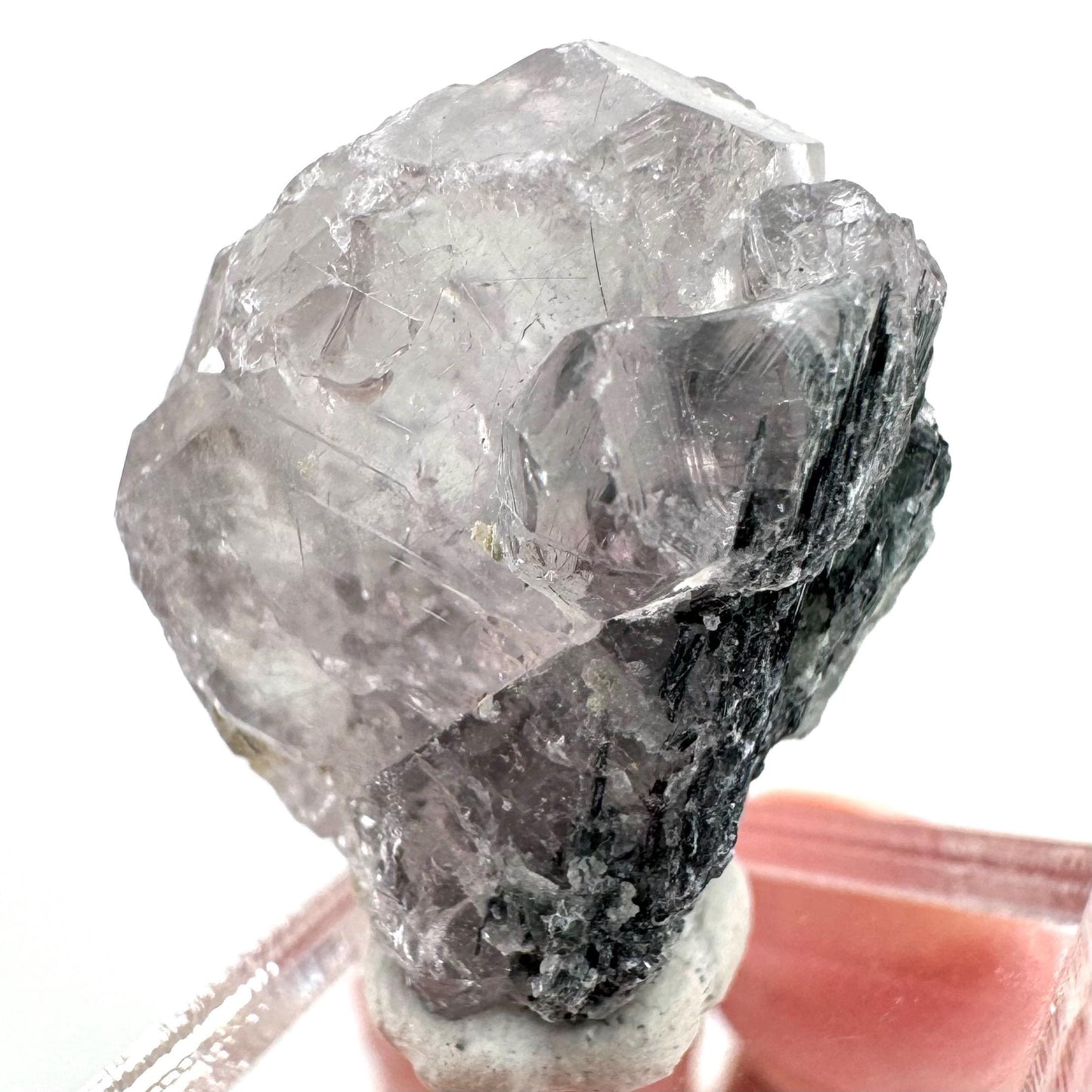 Fluorapatite with Actinolite Inclusions | natural purple crystal, mineral specimen from Pakistan