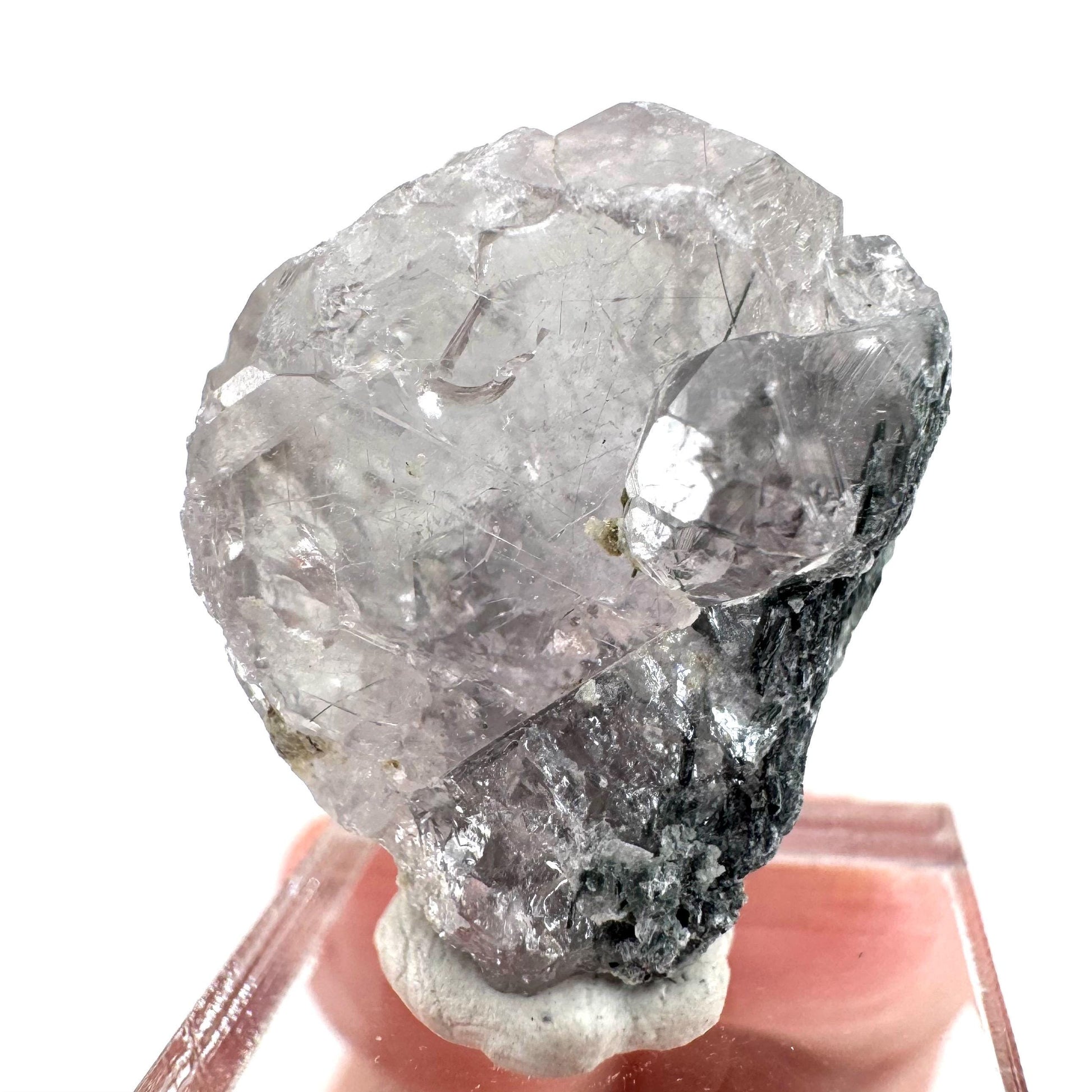 Fluorapatite with Actinolite Inclusions | natural purple crystal, mineral specimen from Pakistan