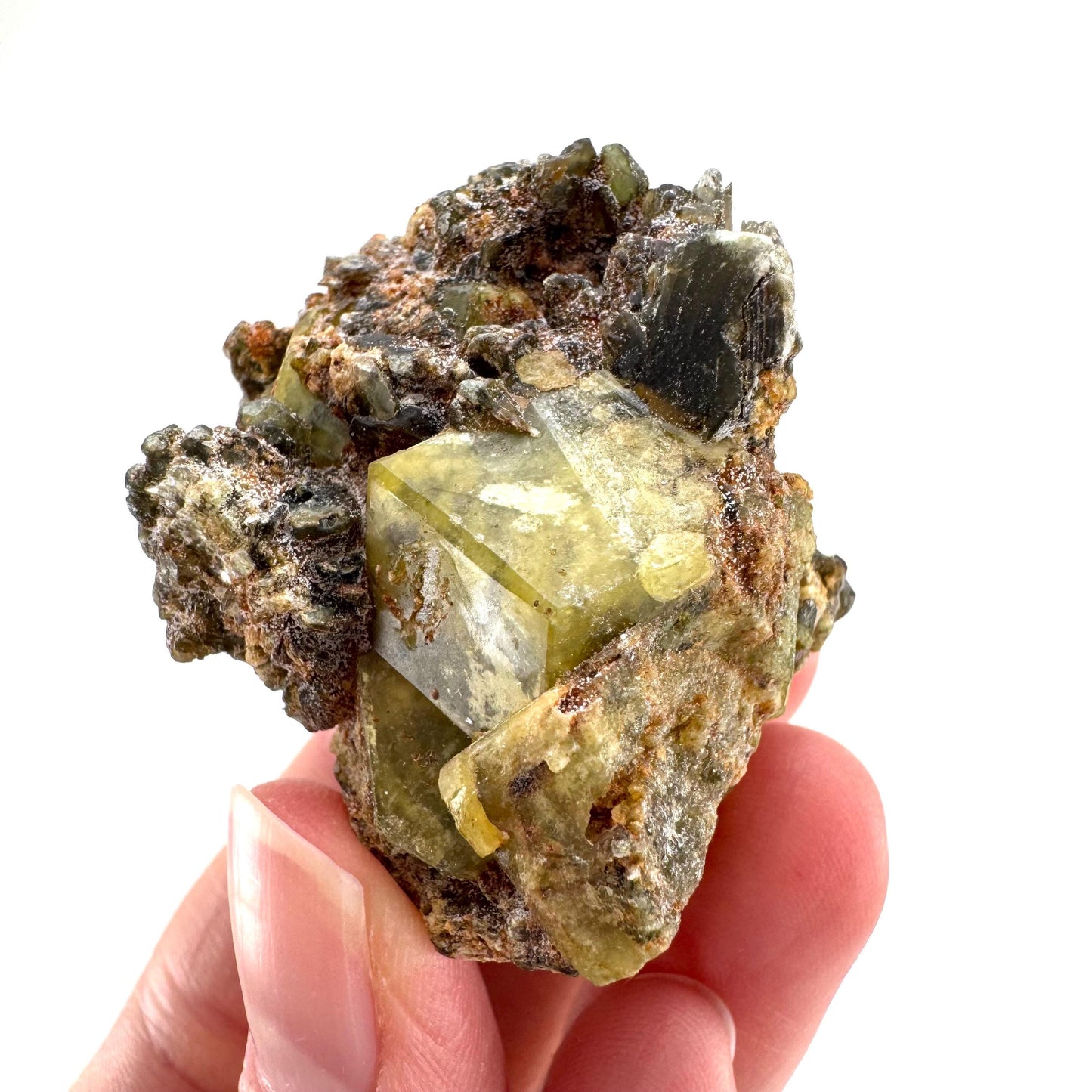 Andradite-Grossular Garnet | natural green crystal, raw mineral specimen from Mali