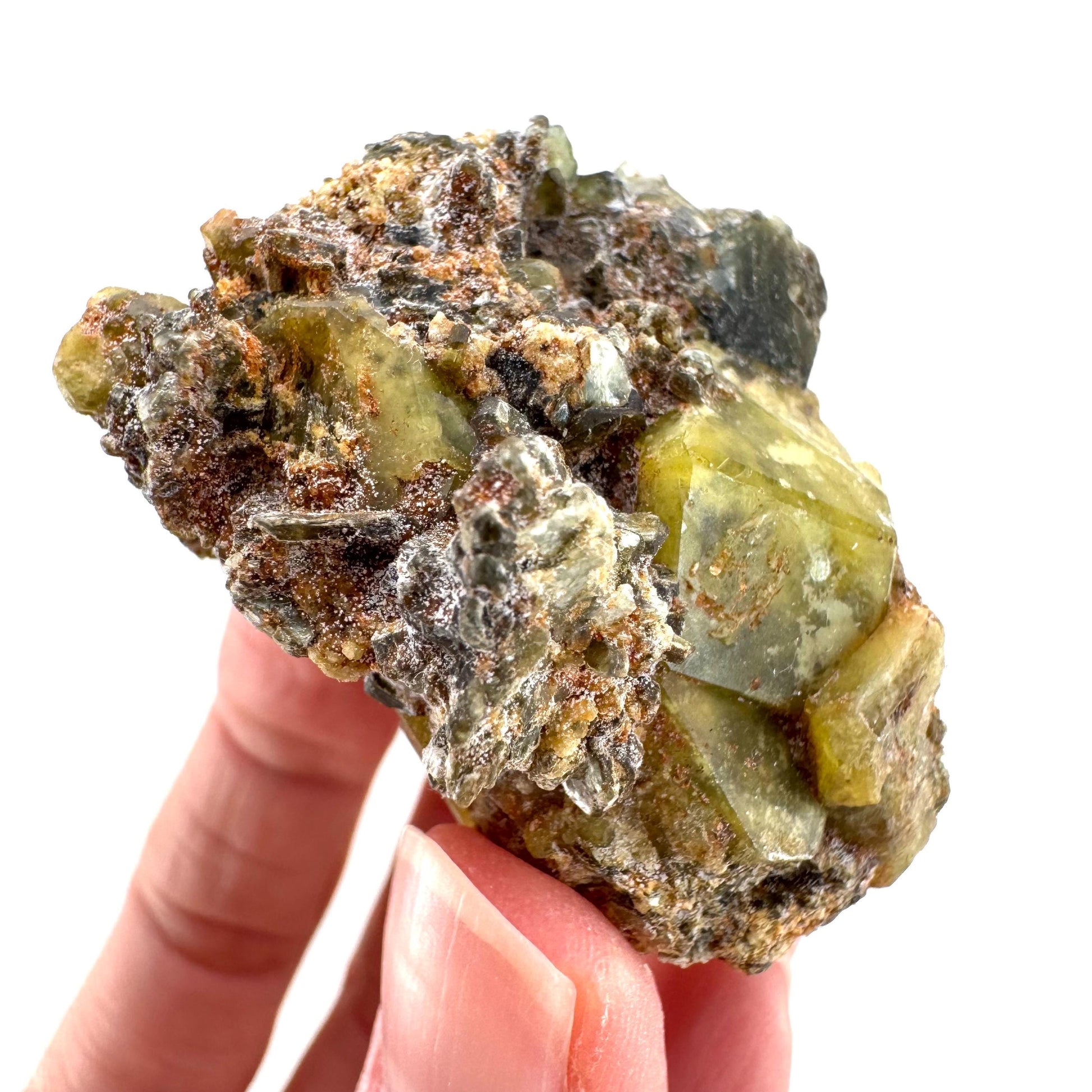 Andradite-Grossular Garnet | natural green crystal, raw mineral specimen from Mali