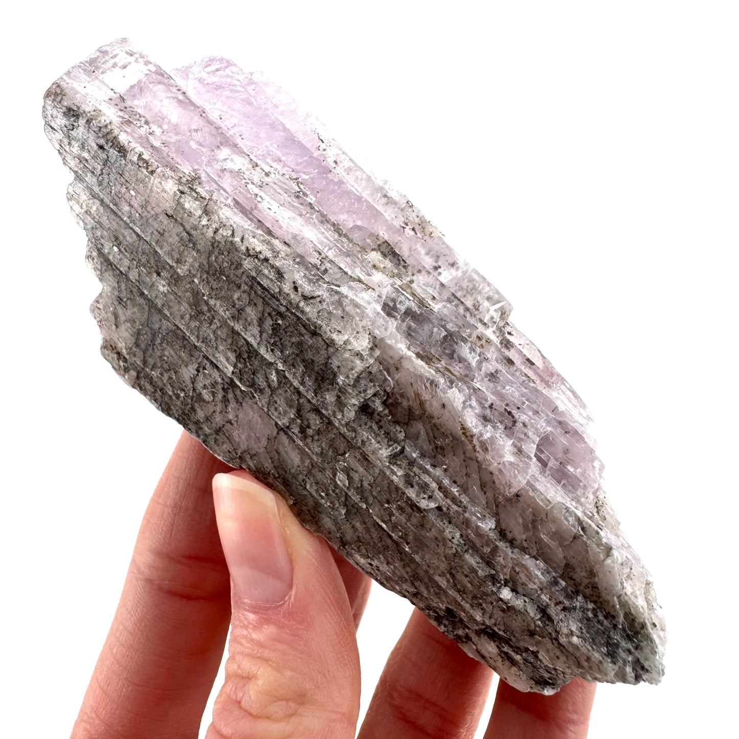 Lavender Kunzite | raw pink spodumene crystal, mineral specimen from Pakistan