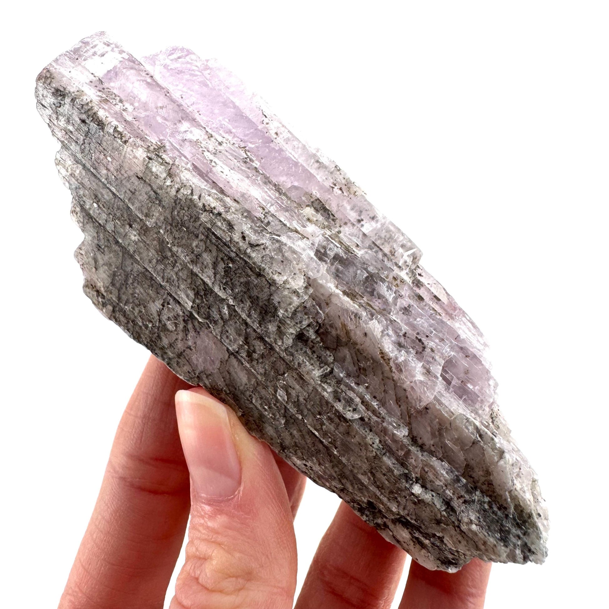 Lavender Kunzite | raw pink spodumene crystal, mineral specimen from Pakistan