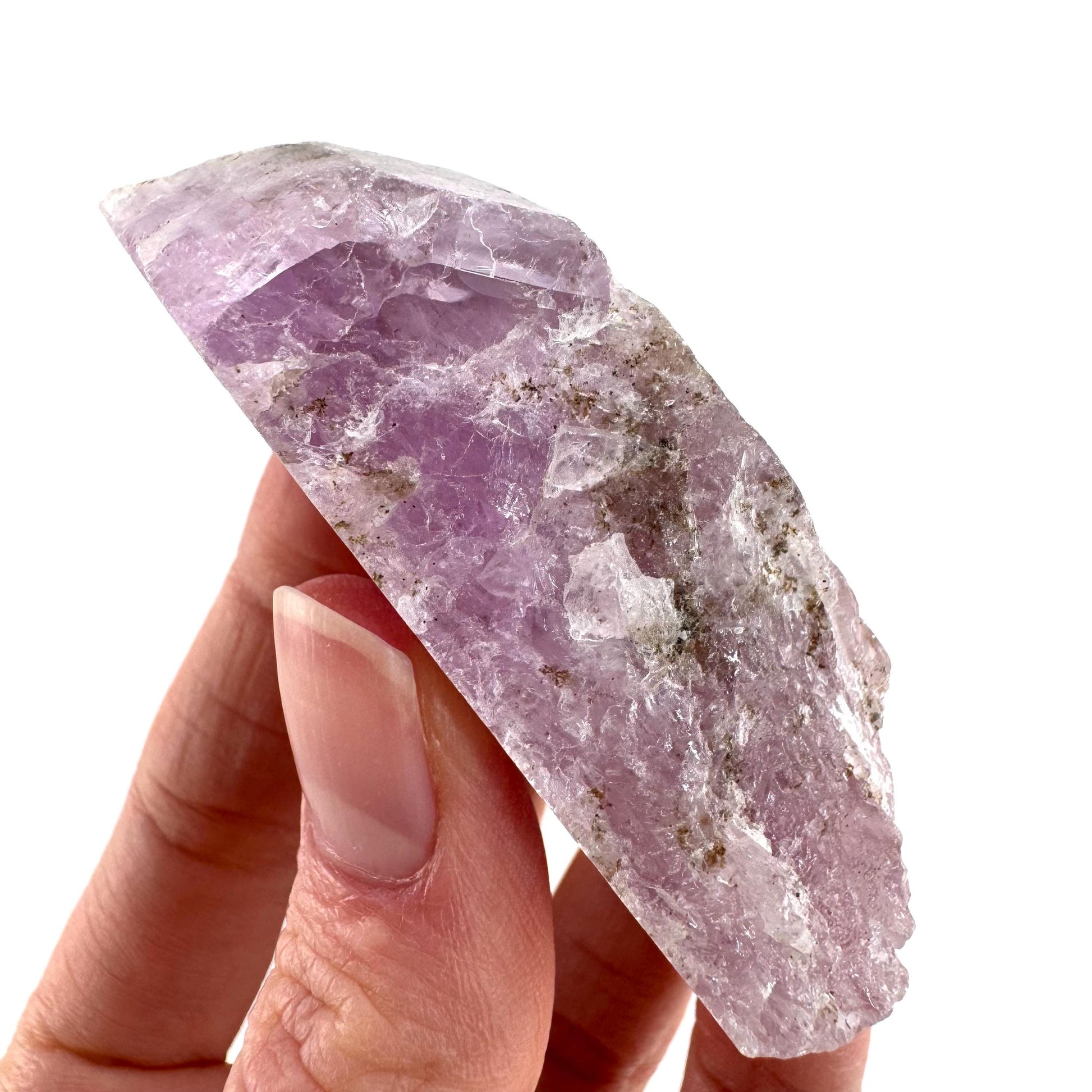 Lavender Kunzite | raw pink spodumene crystal, mineral specimen from Pakistan