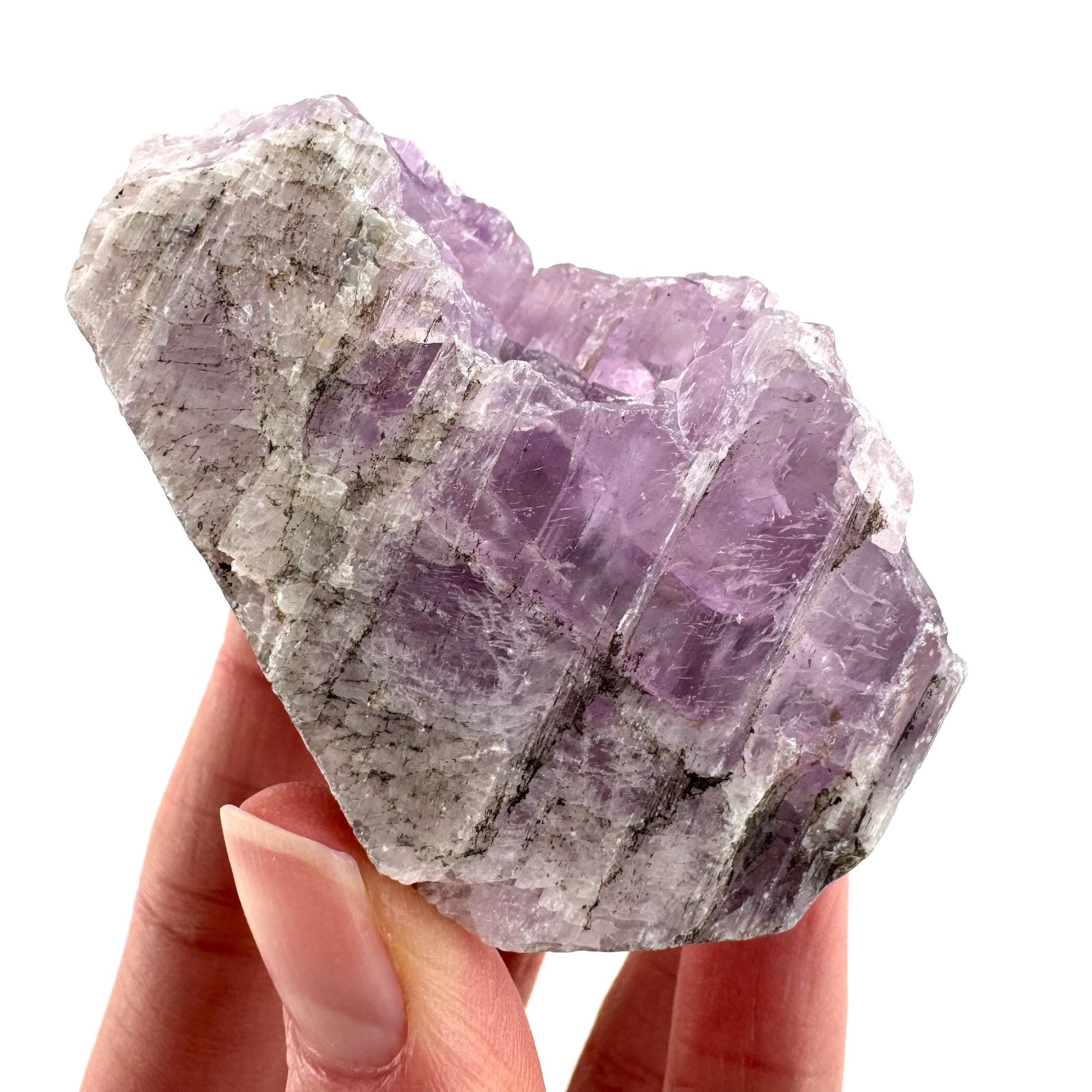Lavender Kunzite | raw pink spodumene crystal, mineral specimen from Pakistan