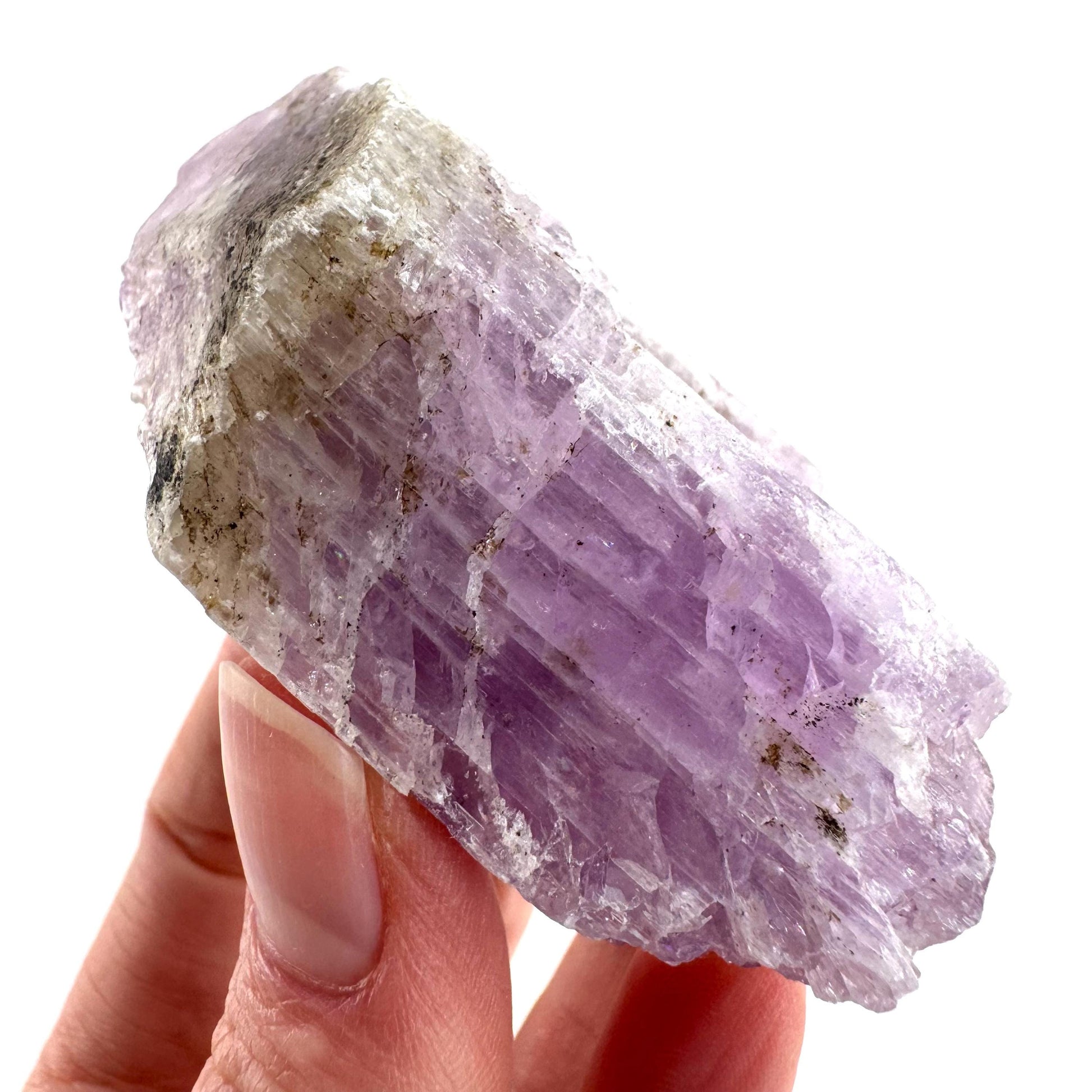 Lavender Kunzite | raw pink spodumene crystal, mineral specimen from Pakistan