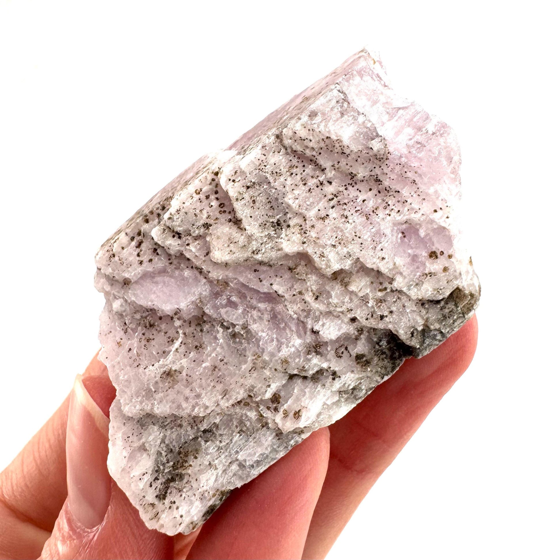 Lavender Kunzite | raw pink spodumene crystal, mineral specimen from Pakistan