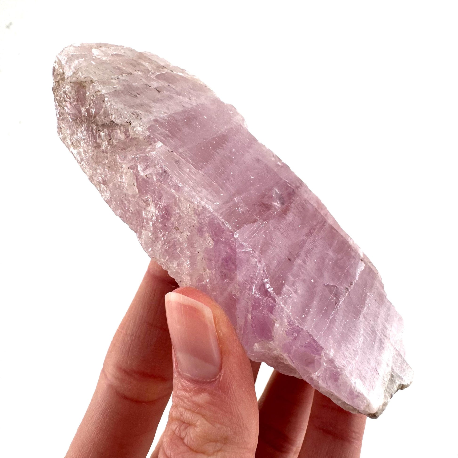 Lavender Kunzite | raw pink spodumene crystal, mineral specimen from Pakistan