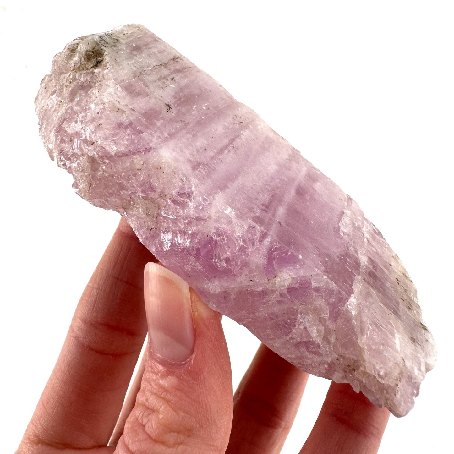 Lavender Kunzite | raw pink spodumene crystal, mineral specimen from Pakistan