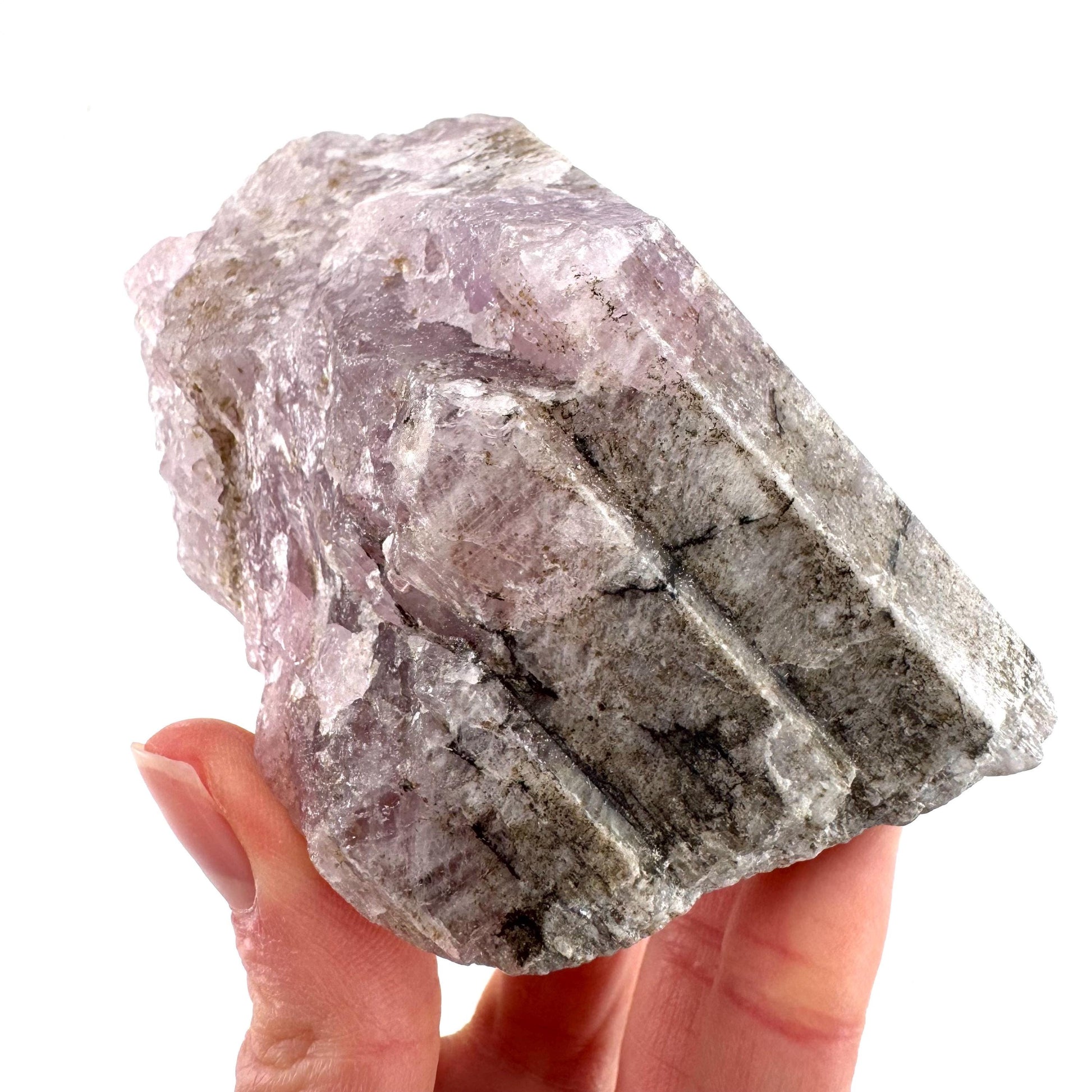 Lavender Kunzite | raw pink spodumene crystal, mineral specimen from Pakistan