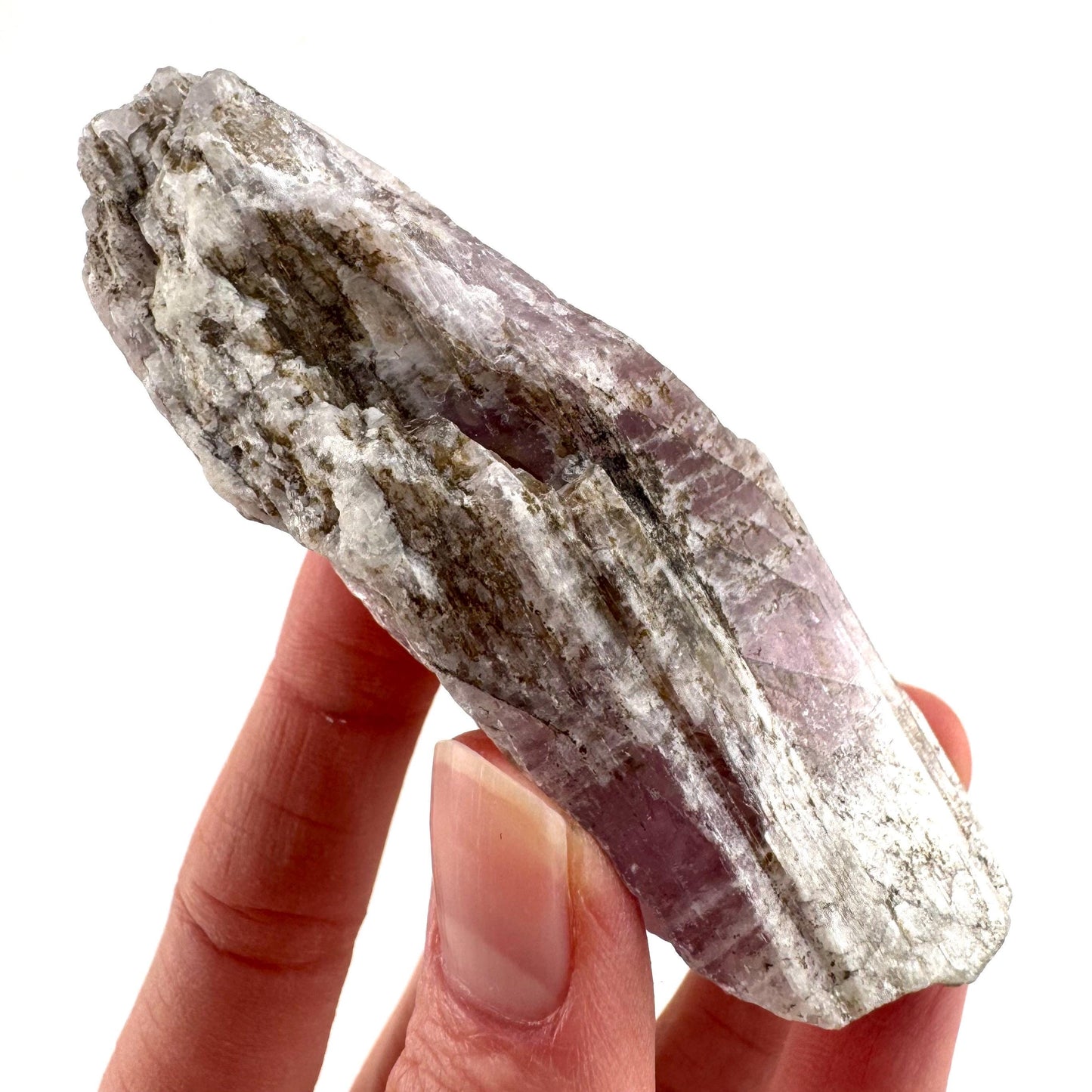 Lavender Kunzite | raw pink spodumene crystal, mineral specimen from Pakistan