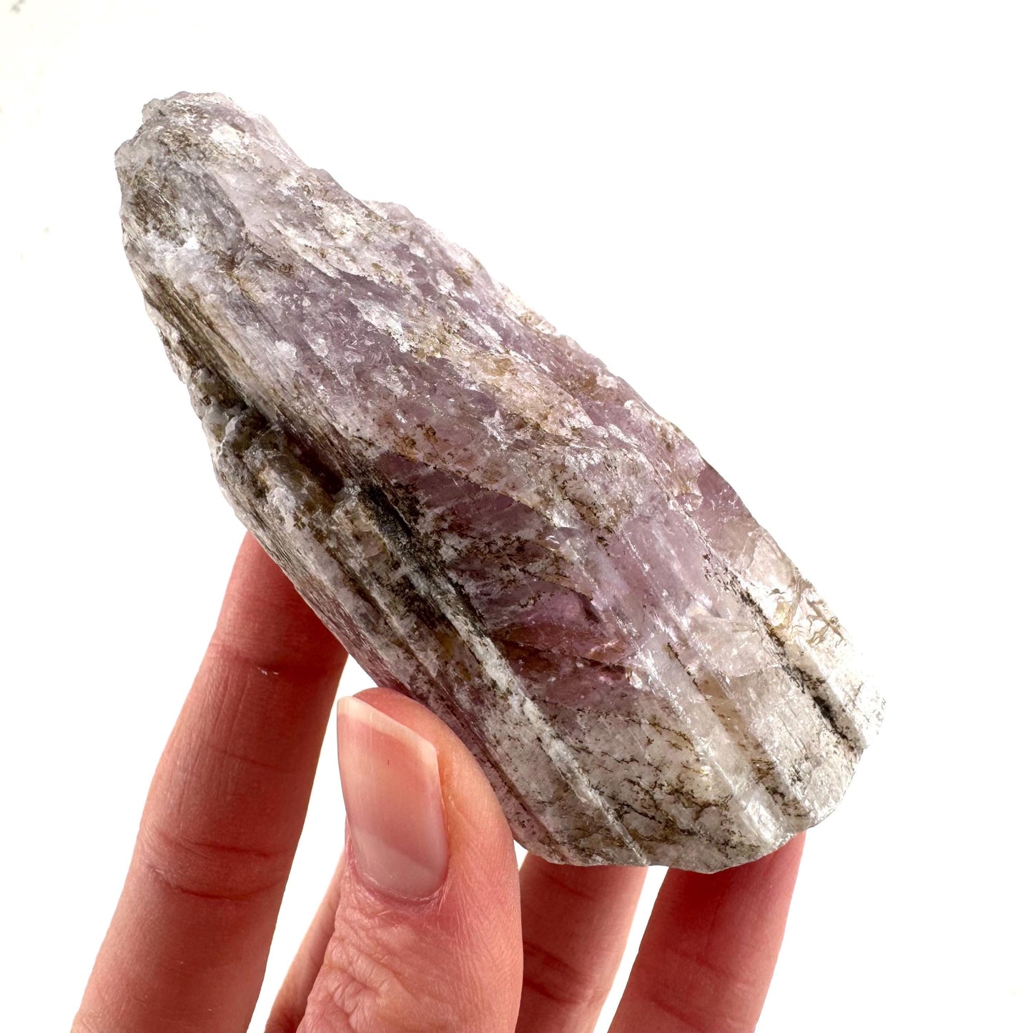 Lavender Kunzite | raw pink spodumene crystal, mineral specimen from Pakistan