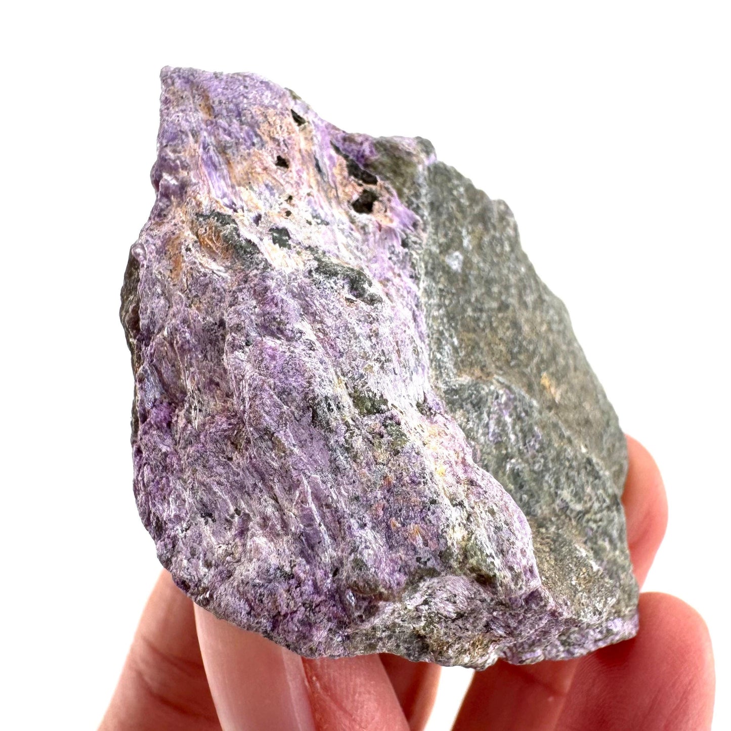 Stichtite | raw purple stichtite with serpentine, mineral specimen from South Africa