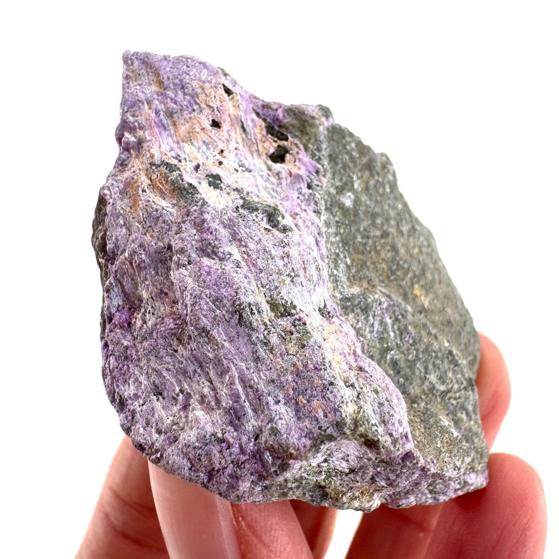 Stichtite | raw purple stichtite with serpentine, mineral specimen from South Africa