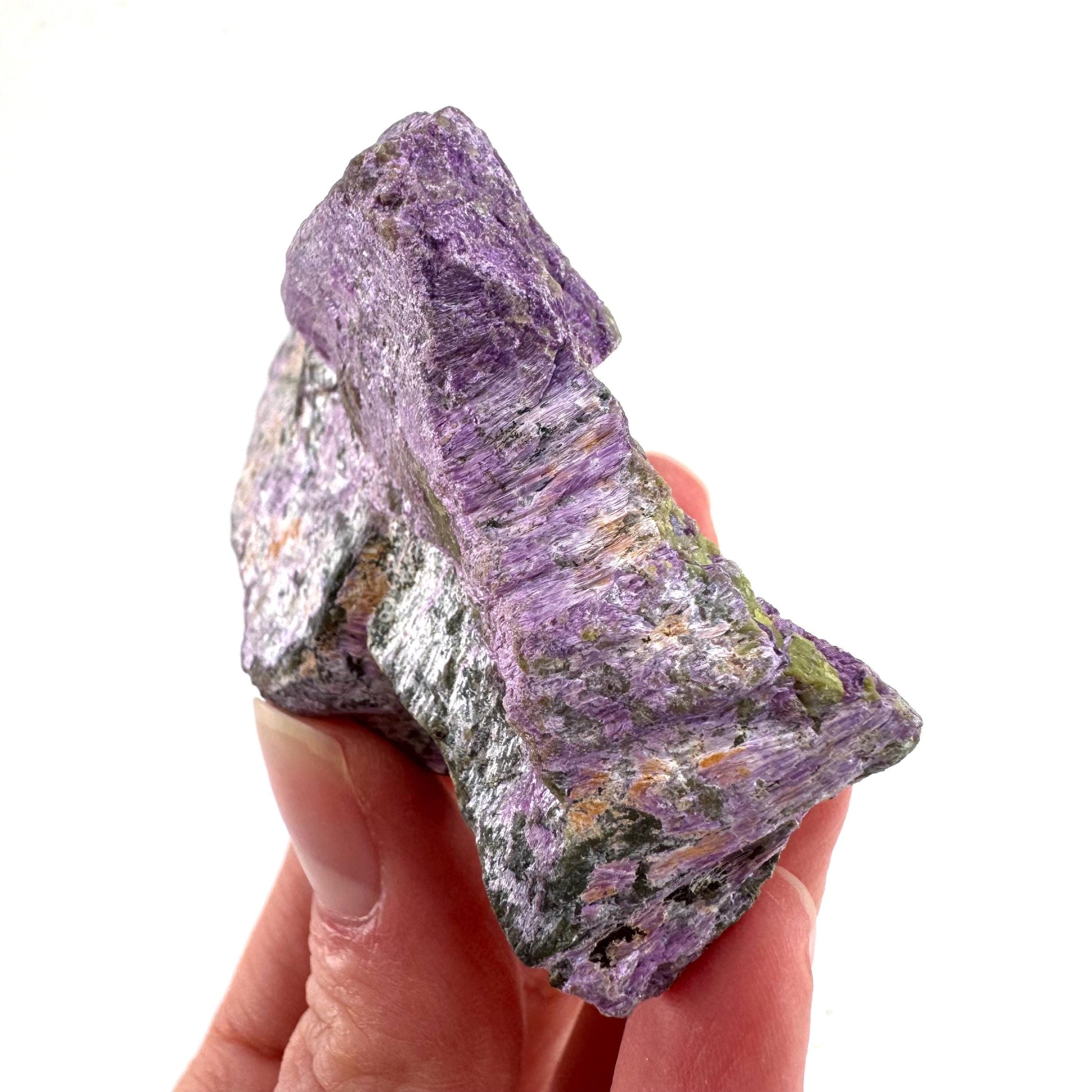 Stichtite | raw purple stichtite with serpentine, mineral specimen from South Africa