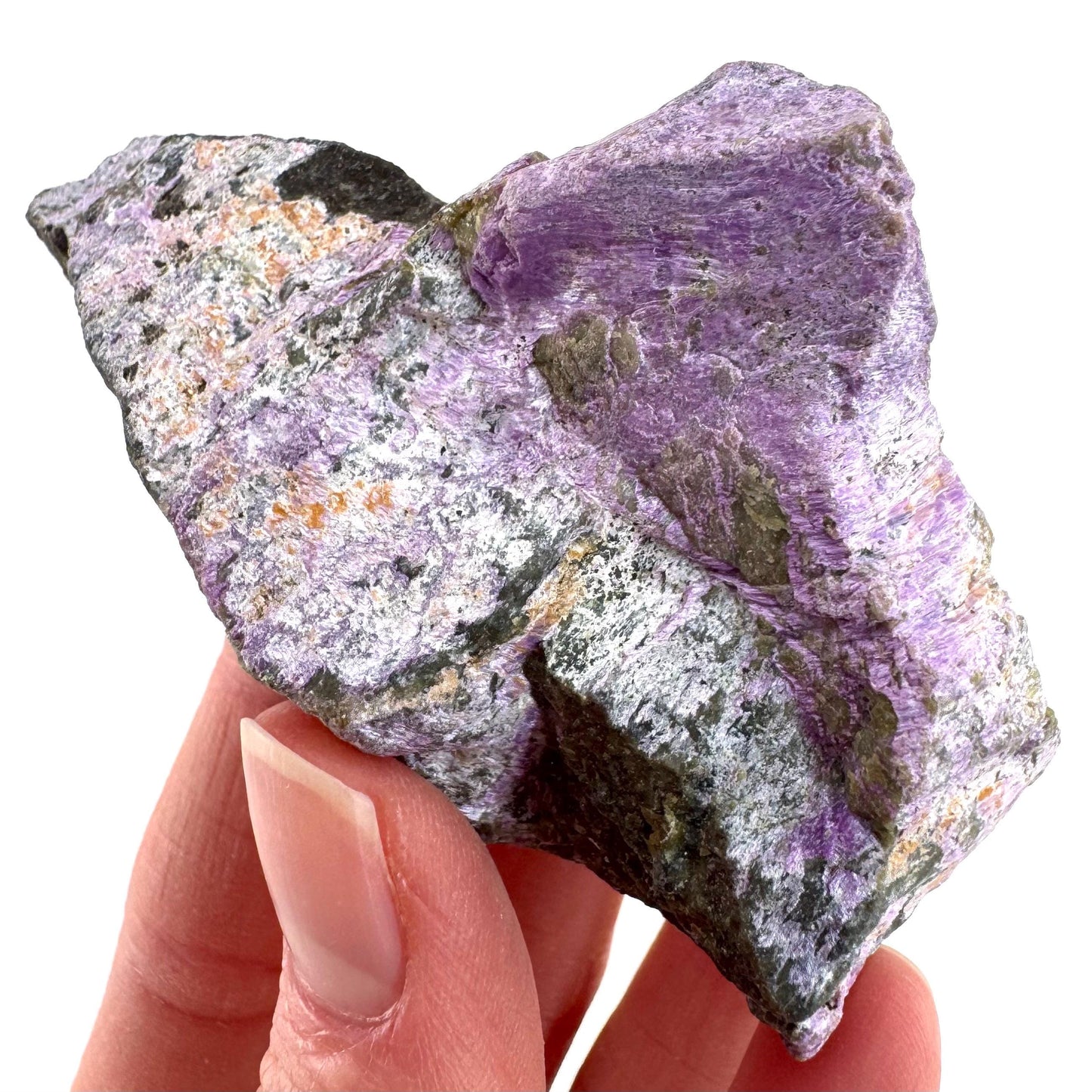 Stichtite | raw purple stichtite with serpentine, mineral specimen from South Africa