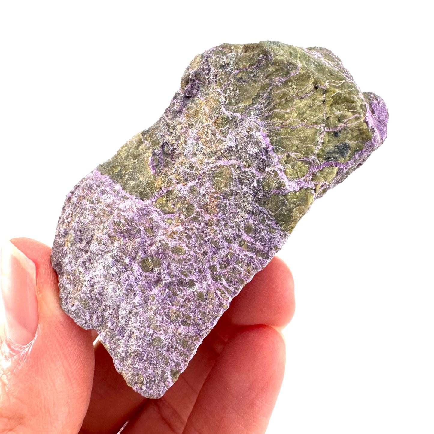 Stichtite | raw purple stichtite with serpentine, mineral specimen from South Africa