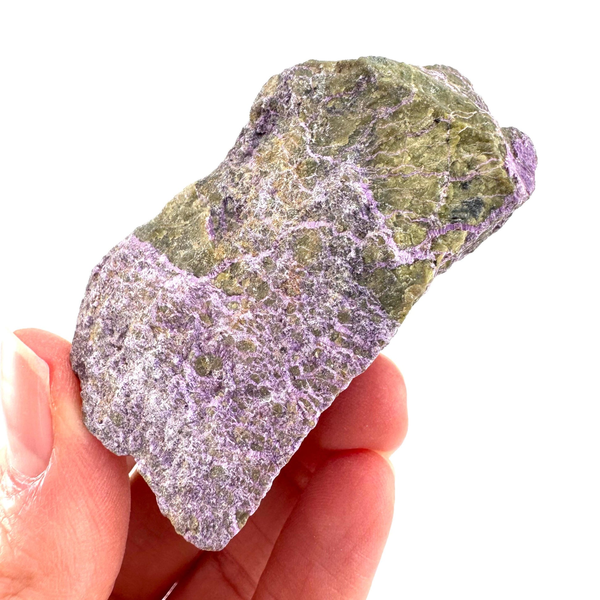 Stichtite | raw purple stichtite with serpentine, mineral specimen from South Africa
