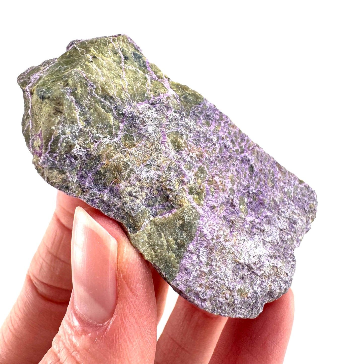 Stichtite | raw purple stichtite with serpentine, mineral specimen from South Africa