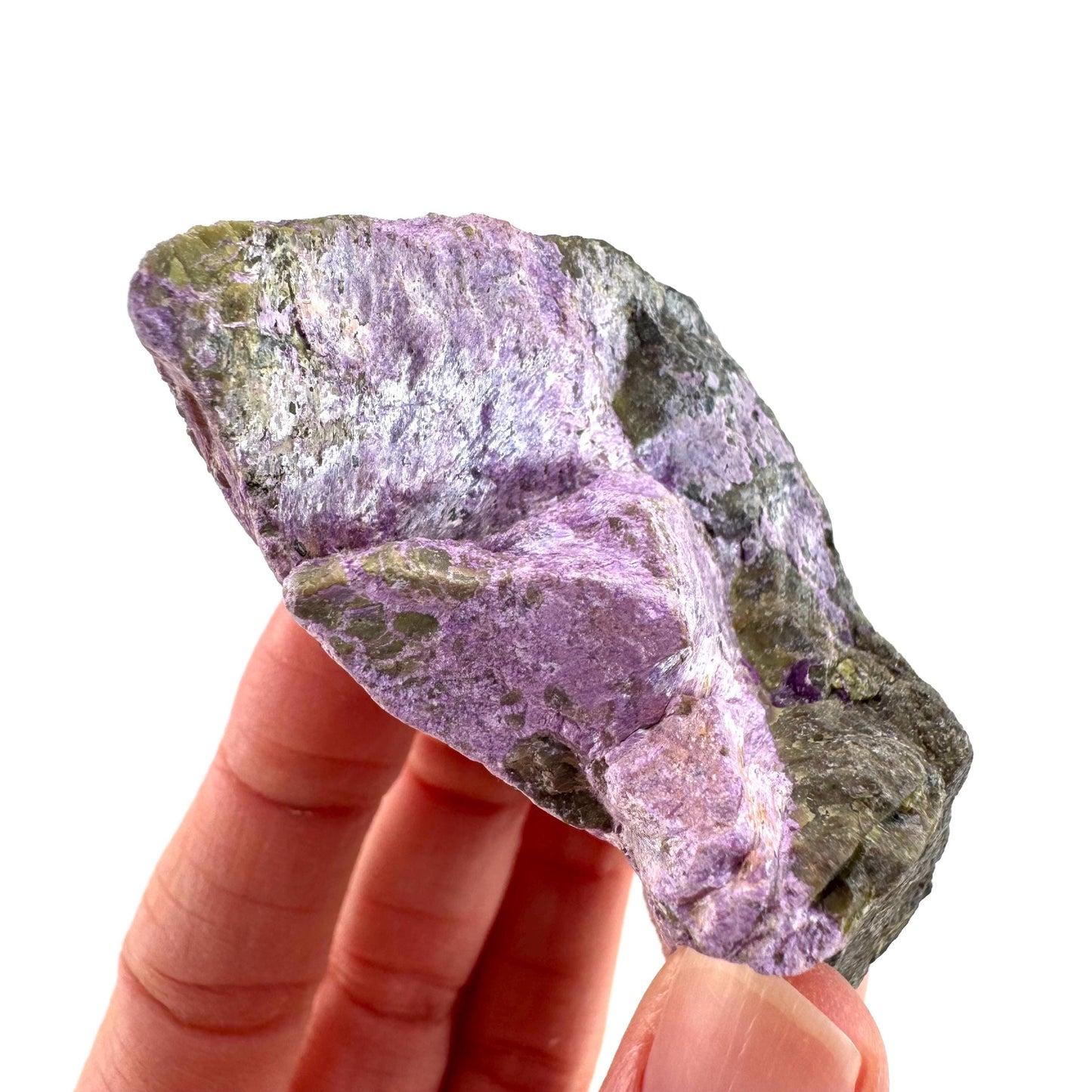 Stichtite | raw purple stichtite with serpentine, mineral specimen from South Africa