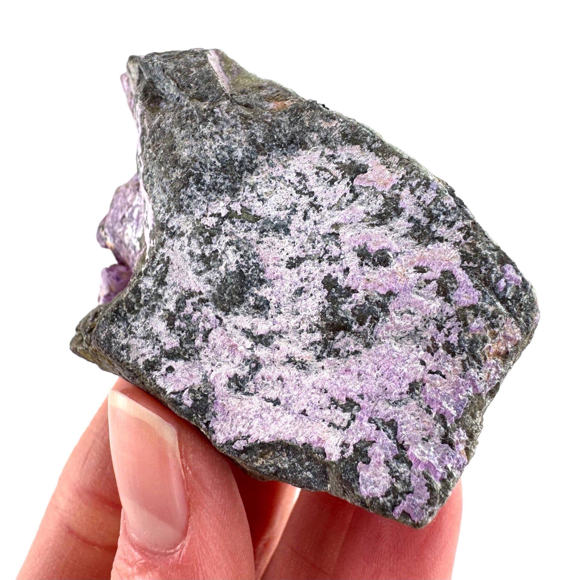 Stichtite | raw purple stichtite with serpentine, mineral specimen from South Africa