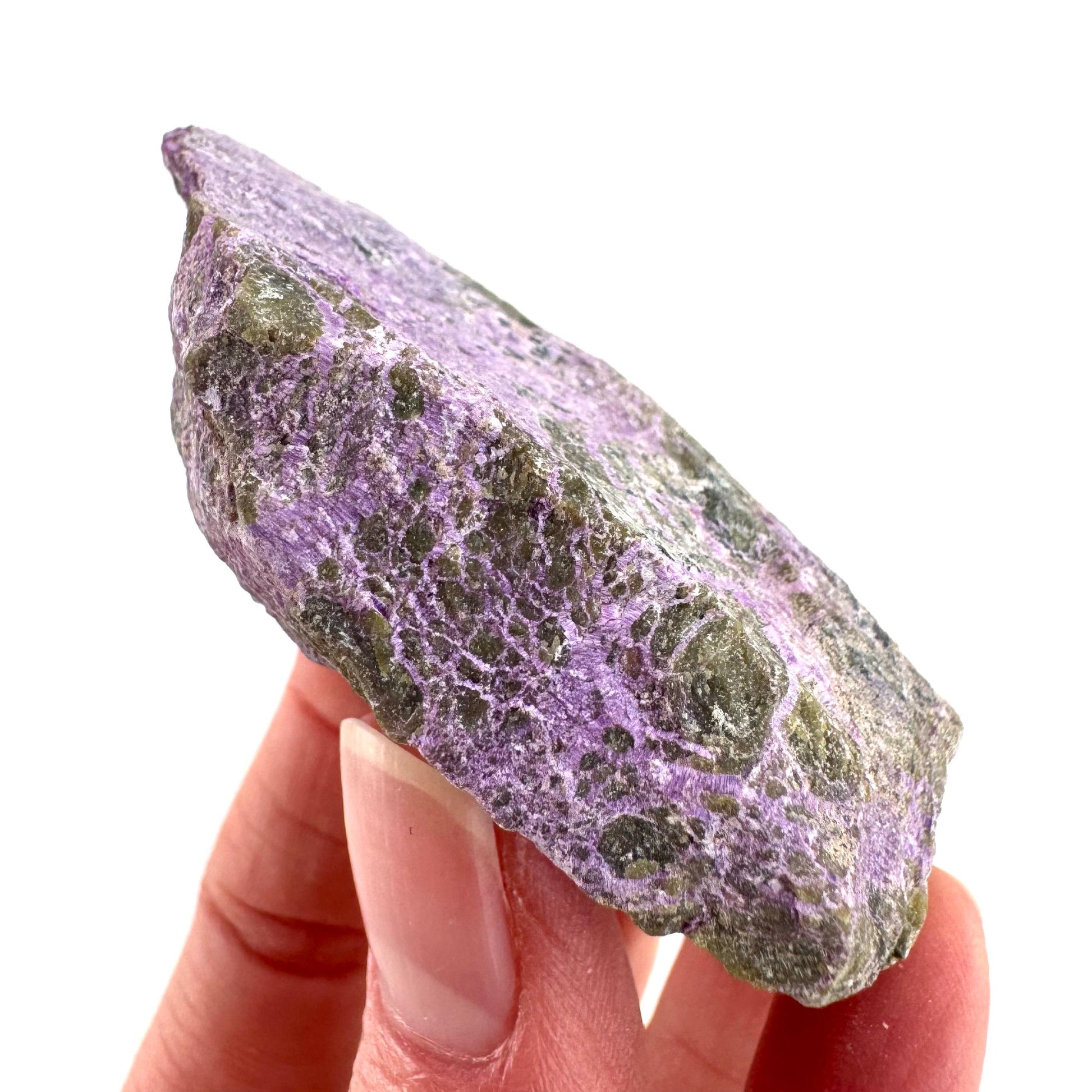 Stichtite | raw purple stichtite with serpentine, mineral specimen from South Africa