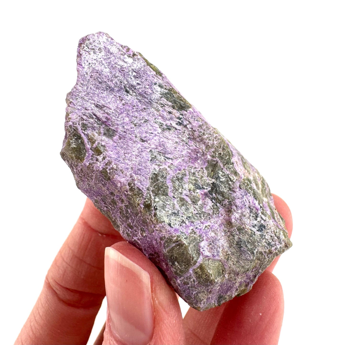 Stichtite | raw purple stichtite with serpentine, mineral specimen from South Africa