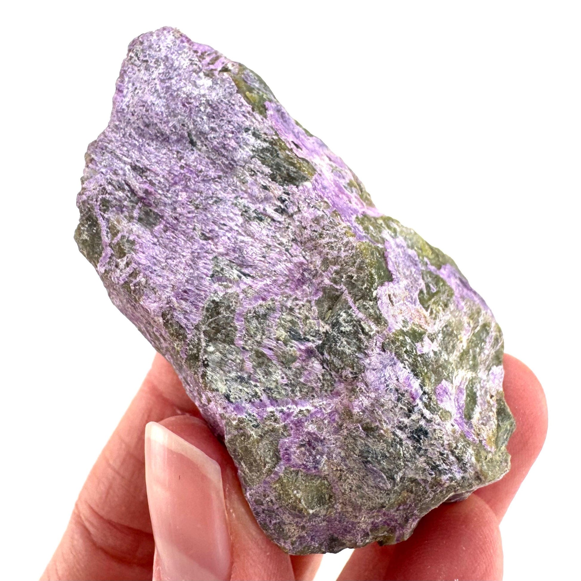 Stichtite | raw purple stichtite with serpentine, mineral specimen from South Africa