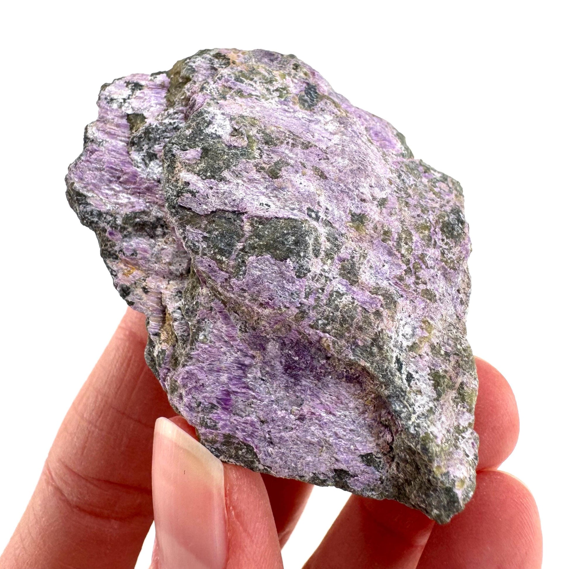 Stichtite | raw purple stichtite with serpentine, mineral specimen from South Africa