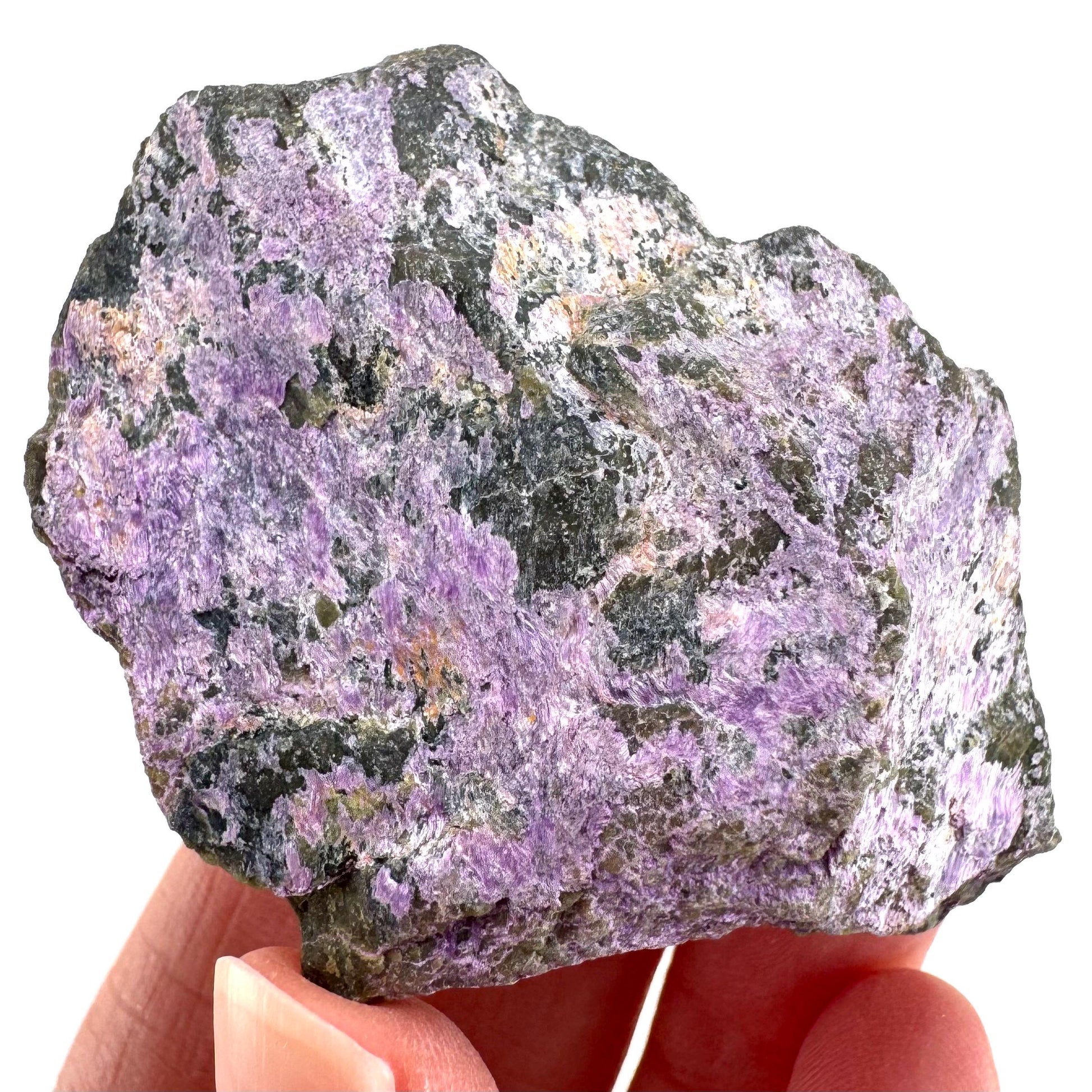 Stichtite | raw purple stichtite with serpentine, mineral specimen from South Africa