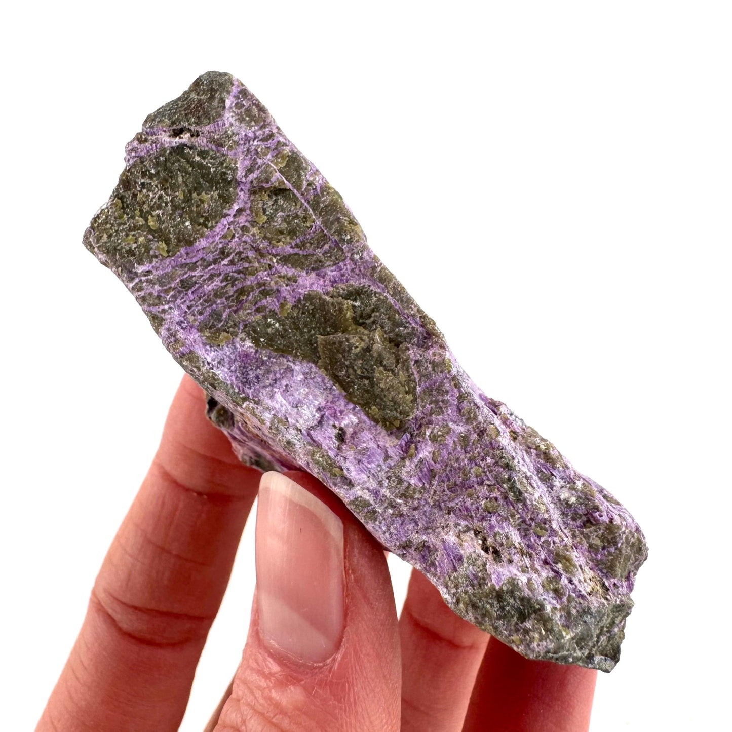 Stichtite | raw purple stichtite with serpentine, mineral specimen from South Africa