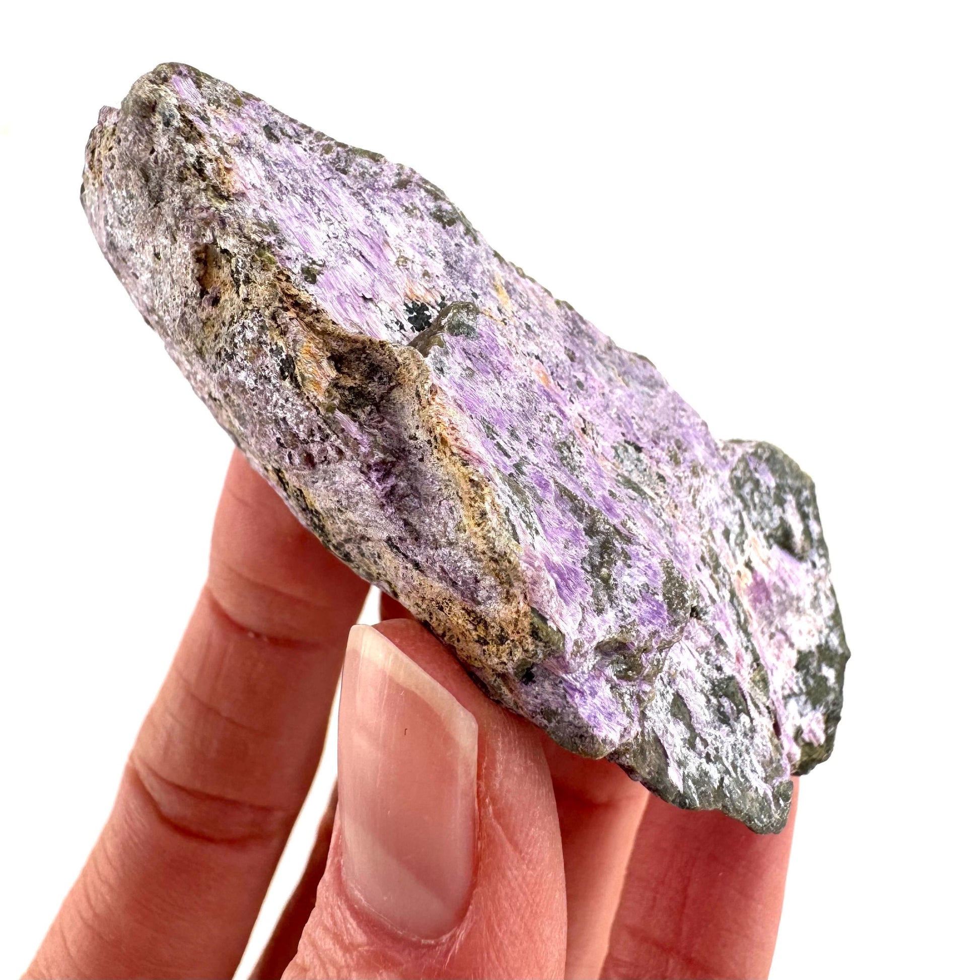 Stichtite | raw purple stichtite with serpentine, mineral specimen from South Africa