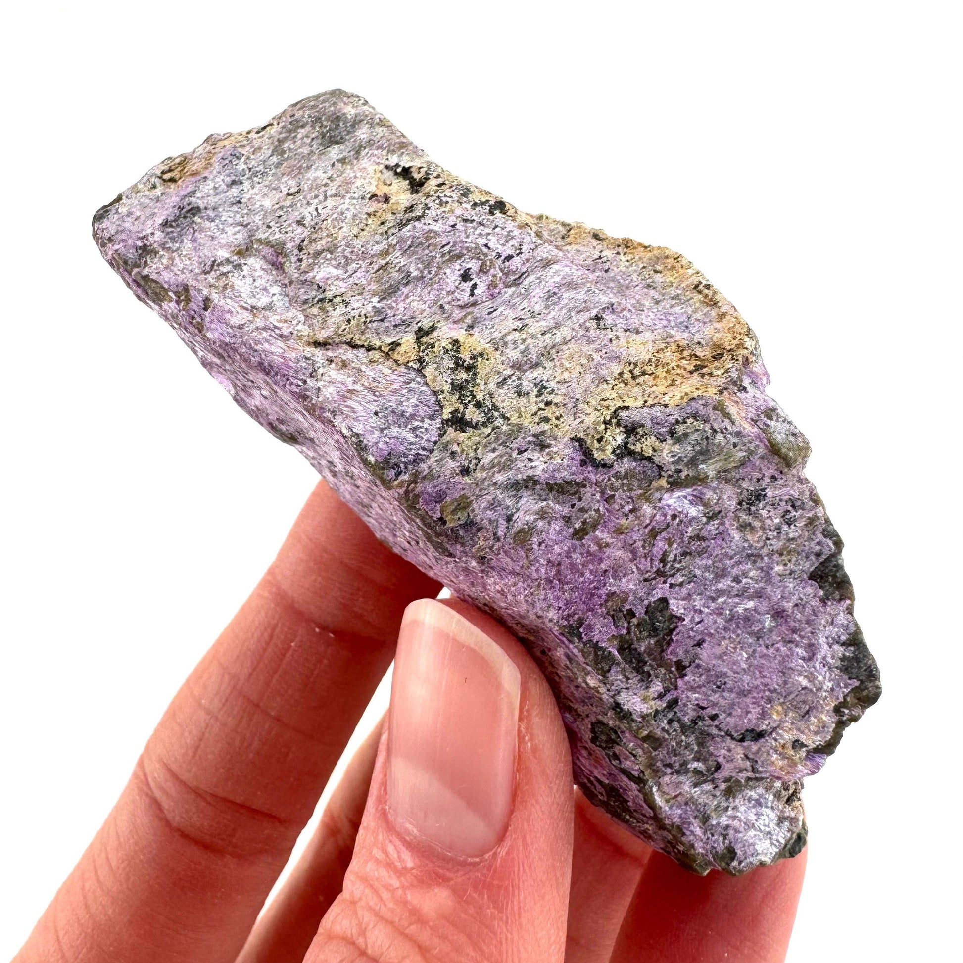 Stichtite | raw purple stichtite with serpentine, mineral specimen from South Africa