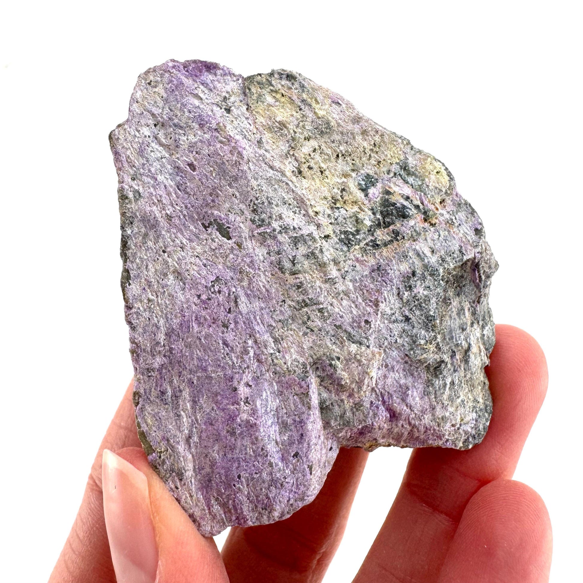 Stichtite | raw purple stichtite with serpentine, mineral specimen from South Africa