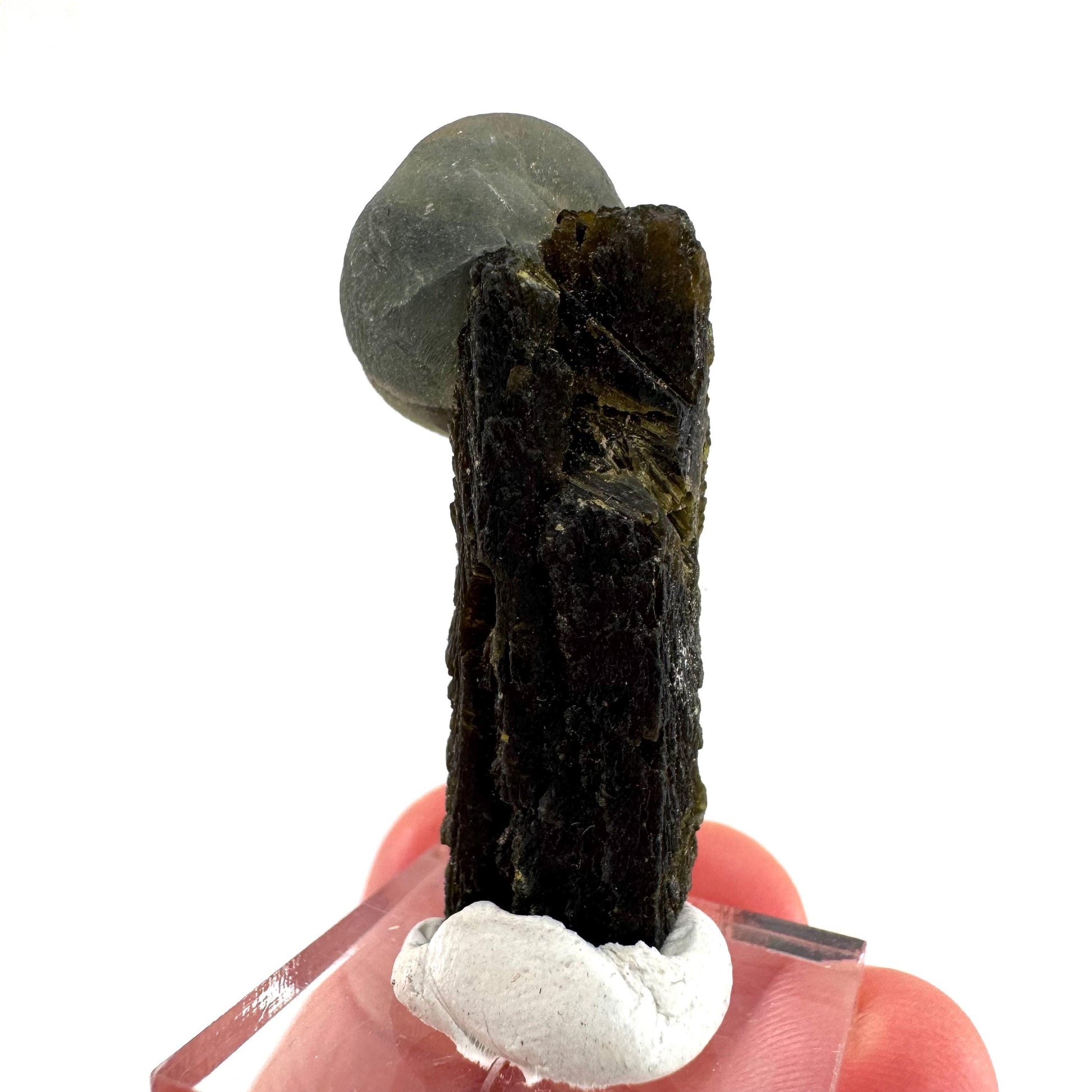 Prehnite with Epidote | Botryoidal green crystal, mineral specimen from Mali