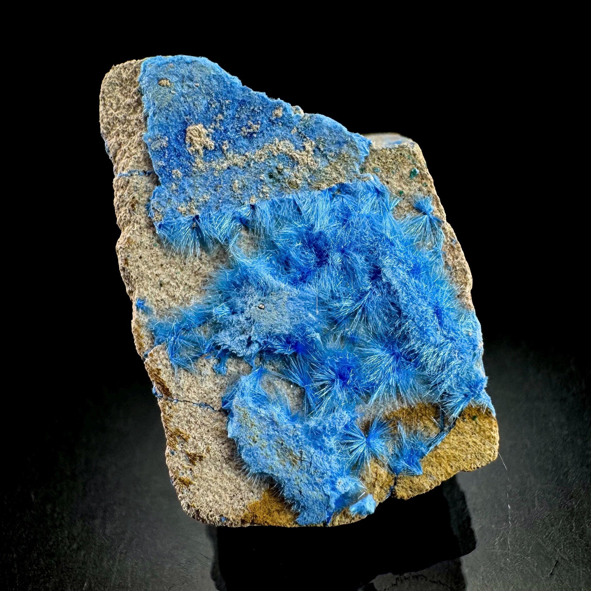 Cyanotrichite | fuzzy blue crystal, rare mineral specimen from Chile