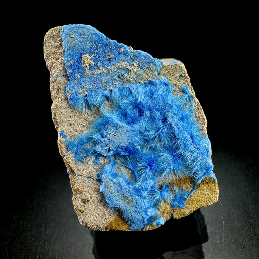Cyanotrichite | fuzzy blue crystal, rare mineral specimen from Chile