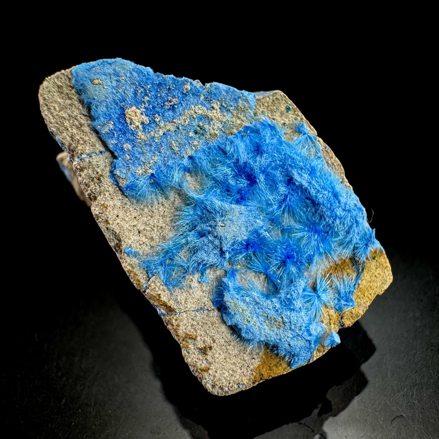 Cyanotrichite | fuzzy blue crystal, rare mineral specimen from Chile